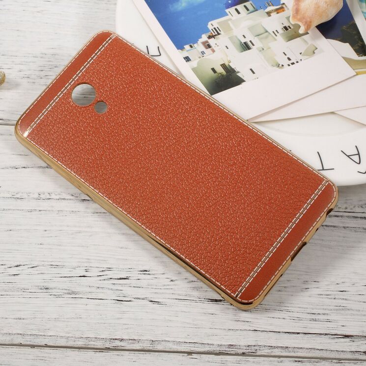 Силиконовый (TPU) чехол Deexe Leather Skin для Meizu M5 Note - Coffee: фото 3 из 3
