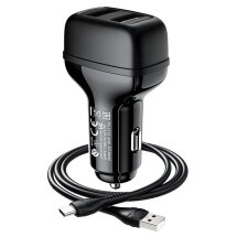 Автомобільний зарядний пристрій Hoco Z36 (2USB, 2.4A) + кабель Type-C - Black: фото 1 з 6