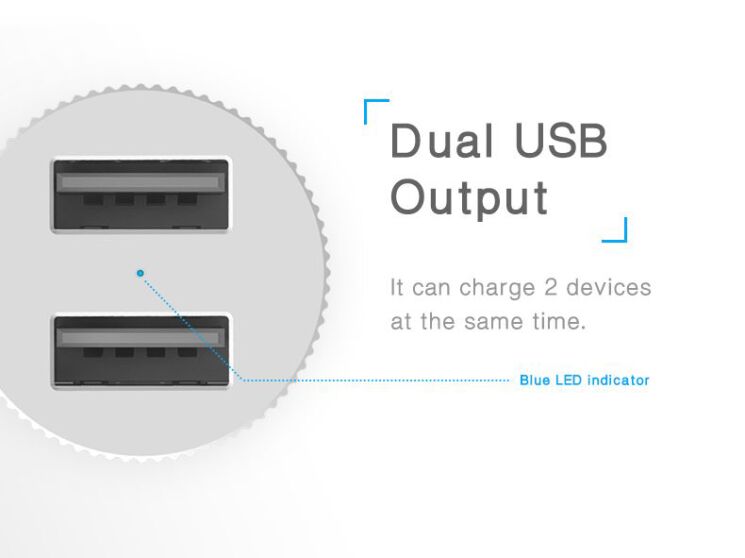 Автомобільний зарядний пристрій ROCK Double USB (5V / 2.4А) - Blue: фото 11 з 11