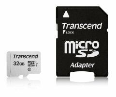 Картка пам`яті Transcend microSDHC 300S 32GB UHS-I U1 + адаптер - Black: фото 1 з 2