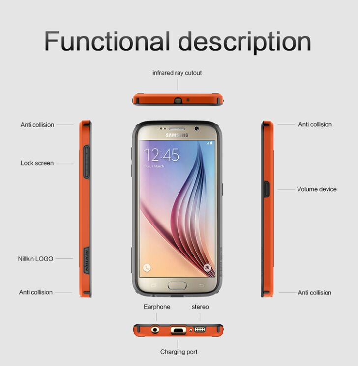 Захисний бампер NILLKIN Slim Border Series для Samsung Galaxy S6 (G920) - Orange: фото 9 з 16