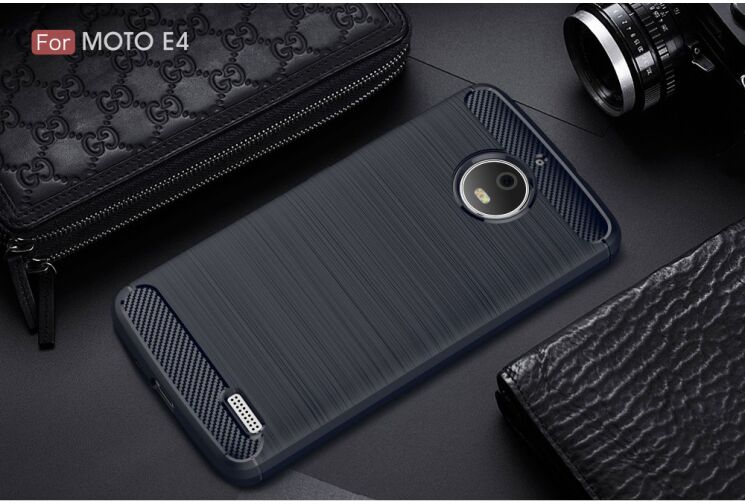 Захисний чохол UniCase Carbon для Motorola Moto E4 - Dark Blue: фото 2 з 8
