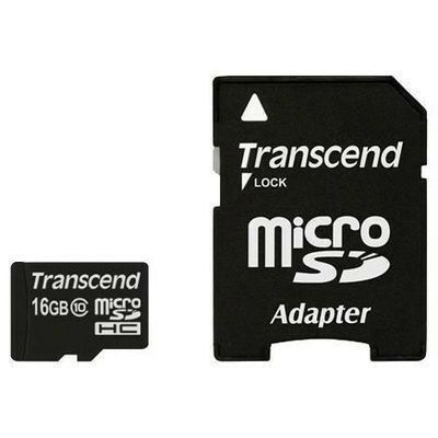 Карта памяти Transcend microSD 16GB (10 class) + SD adapter: фото 2 з 2