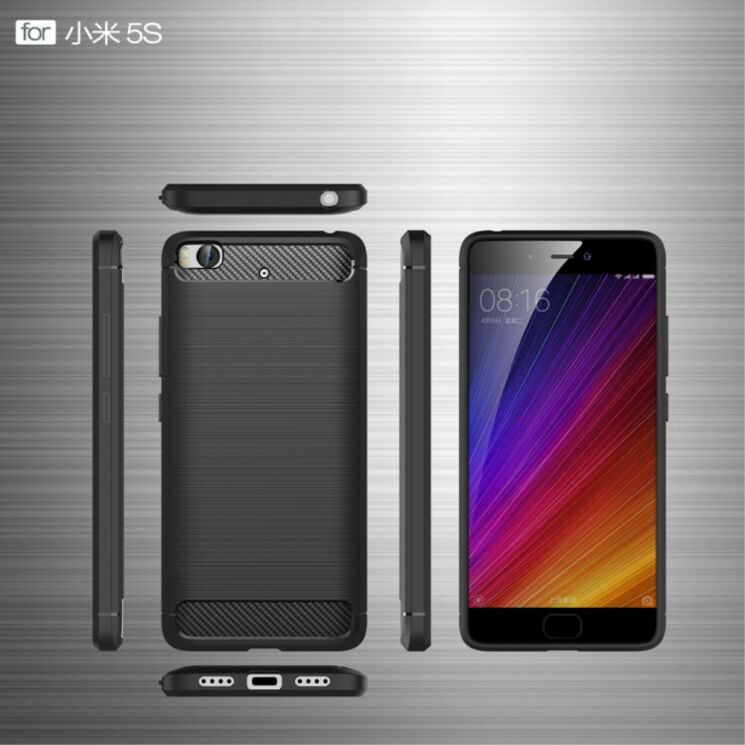 Силиконовый чехол UniCase Carbon для Xiaomi Mi 5s - Black: фото 6 из 8