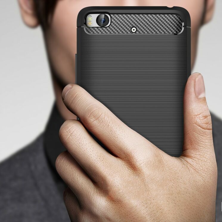 Силиконовый чехол UniCase Carbon для Xiaomi Mi 5s - Black: фото 3 из 8