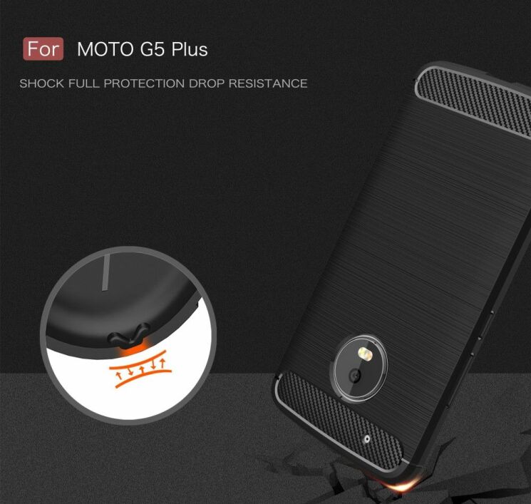 Захисний чохол UniCase Carbon для Motorola Moto G5 Plus - Black: фото 7 з 9