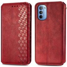 Чехол Deexe Rhombus Wallet для Motorola Moto G31 / G41 - Red: фото 1 из 13