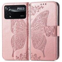 Чехол UniCase Butterfly Pattern для Xiaomi Poco X4 Pro - Rose Gold: фото 1 из 12
