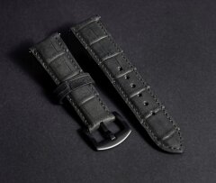 Шкіряний ремінець LIMITED Croco Strap для годинників з шириною кріплення 20мм - Crazy Black: фото 1 з 1