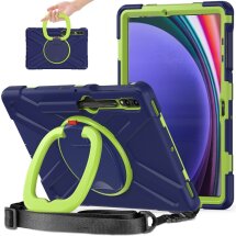 Защитный чехол Deexe Hand Grip X для Samsung Galaxy Tab S7 FE / S7 Plus / S8 Plus / S9 Plus (T730/736/800/806/970/975/810/816) - Blue / Yellowgreen: фото 1 из 5