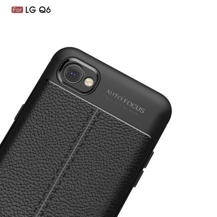 Защитный чехол Deexe Leather Cover для LG Q6 / Q6a - Black: фото 6 из 12
