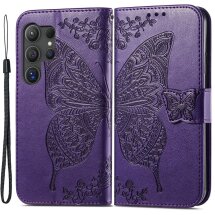 Чохол UniCase Butterfly Pattern для Samsung Galaxy S24 Ultra - Dark Purple: фото 1 з 5