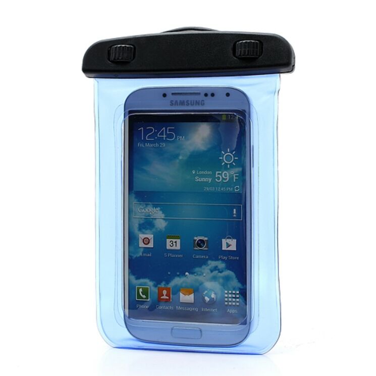 Влагозащитный чехол Deexe Waterproof S для смартфонов размером до 137х72мм - Blue: фото 2 из 5