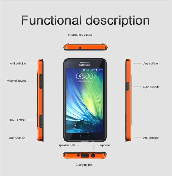 Защитный бампер NILLKIN Armor-Border для Samsung Galaxy A5 (A500) - Orange: фото 9 из 16