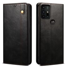 Защитный чехол UniCase Leather Wallet для Motorola Moto G10 / Moto G20 / Moto G30 - Black: фото 1 из 10