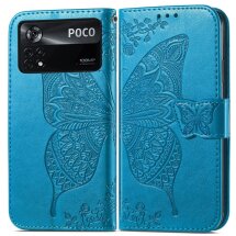 Чехол UniCase Butterfly Pattern для Xiaomi Poco X4 Pro - Blue: фото 1 из 11