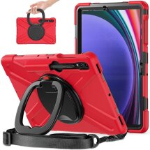 Захисний чохол Deexe Hand Grip X для Samsung Galaxy Tab S7 FE / S7 Plus / S8 Plus / S9 Plus (T730/736/800/806/970/975/810/816) - Red / Black: фото 1 з 5
