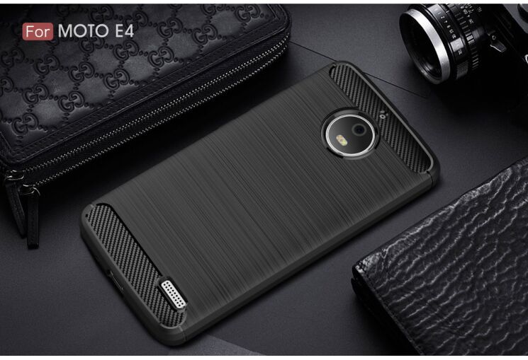Захисний чохол UniCase Carbon для Motorola Moto E4 - Black: фото 2 з 8
