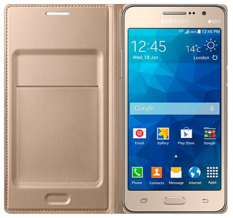 Чехол Flip Cover для Samsung Galaxy Grand Prime (G530) EF-WG530BFEGRU - Gold: фото 3 из 5
