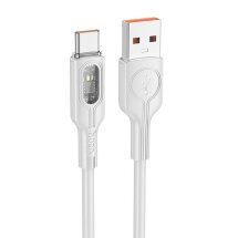 Кабель Hoco U120 Transparent Explore USB to Type-C (5A, 1.2m) - Gray: фото 1 з 6