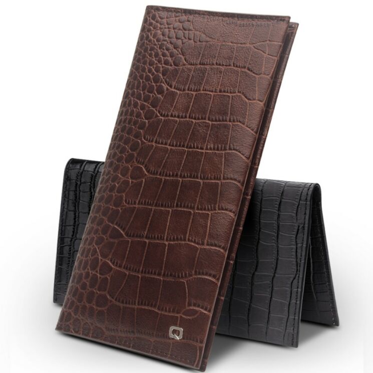 Кожаный чехол-портмоне QIALINO Crocodile Wallet - Black: фото 6 з 7
