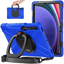 Защитный чехол Deexe Hand Grip X для Samsung Galaxy Tab S7 FE / S7 Plus / S8 Plus / S9 Plus (T730/736/800/806/970/975/810/816) - Black / Blue: фото 1 из 5