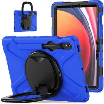 Защитный чехол Deexe Hand Grip для Samsung Galaxy Tab S7 / S8 / S9 (T870/T875/T700/T706/X710/X716) - Black / Blue: фото 1 из 12