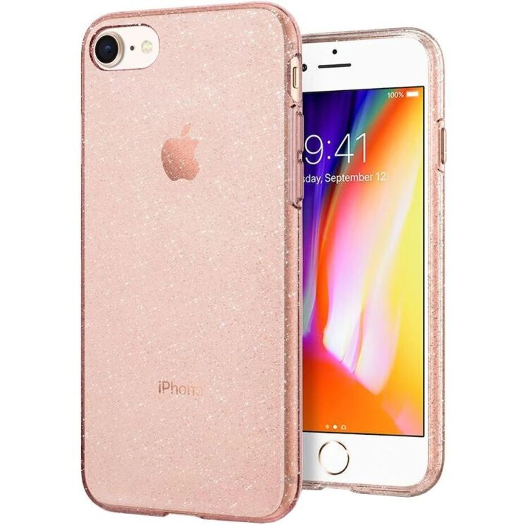 Защитный чехол Spigen (SGP) Liquid Crystal Glitter для Apple iPhone SE 2 / 3 (2020 / 2022) / iPhone 8 / iPhone 7 - Rose Quartz: фото 2 из 11