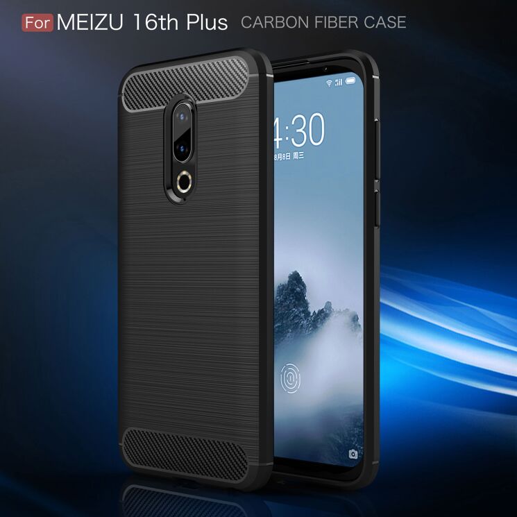 Захисний чохол UniCase Carbon для Meizu 16 Plus - Black: фото 3 з 10