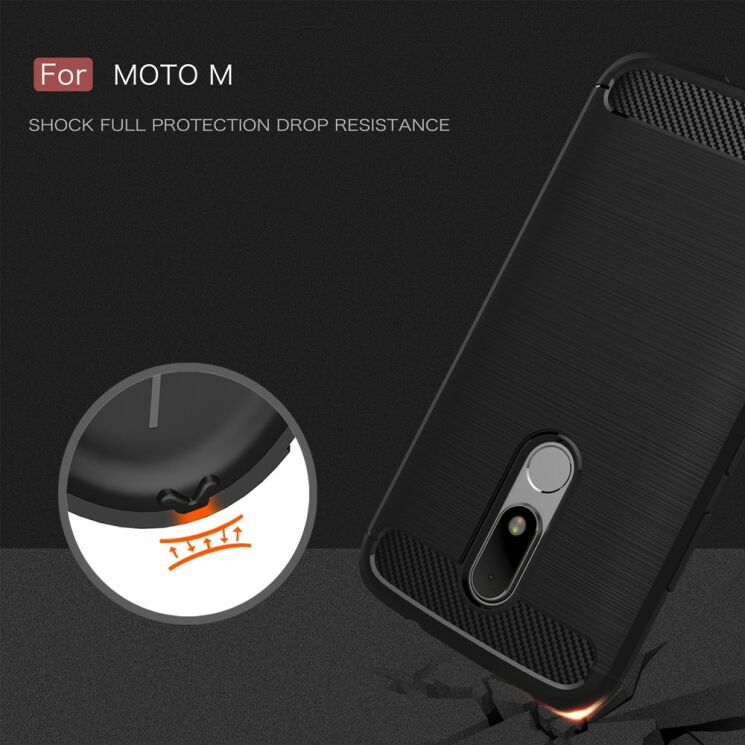 Захисний чохол UniCase Carbon для Motorola Moto M - Red: фото 8 з 11