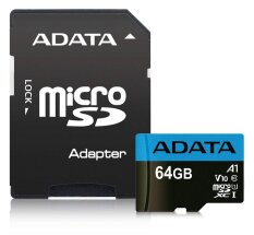 Карта памяти microSDXC ADATA 64GB 10 class UHS-I + адаптер: фото 1 из 5