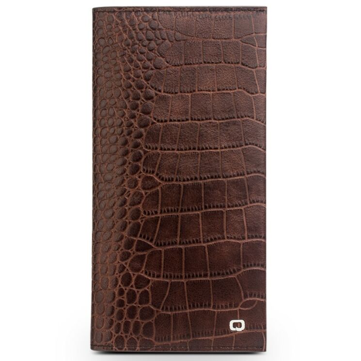 Кожаный чехол-портмоне QIALINO Crocodile Wallet - Brown: фото 1 из 7
