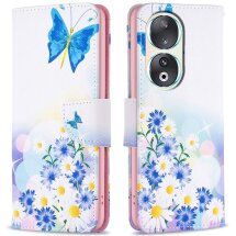 Чохол-книжка Deexe Color Wallet для Honor 90 - Butterfly and Flowers: фото 1 з 8