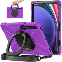 Захисний чохол Deexe Hand Grip X для Samsung Galaxy Tab S7 FE / S7 Plus / S8 Plus / S9 Plus (T730/736/800/806/970/975/810/816) - Black / Purple: фото 1 з 5