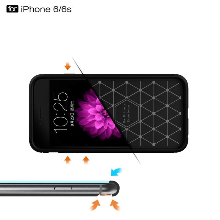 Защитный чехол UniCase Carbon для iPhone 6/6s - Black: фото 8 из 9