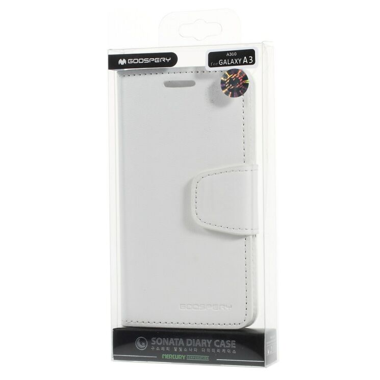 Чехол MERCURY Sonata Diary для Samsung Galaxy A3 (A300) - White: фото 9 из 10