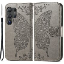 Чохол UniCase Butterfly Pattern для Samsung Galaxy S24 Ultra - Grey: фото 1 з 5