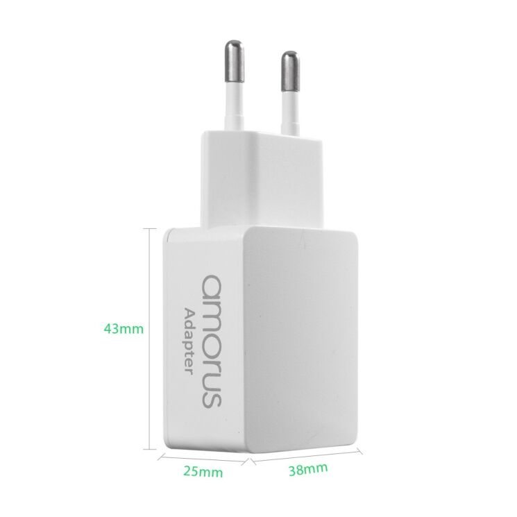 Мережевий зарядний пристрій AMORUS Travell Adapter 2.1А (2 USB)+ кабель Type-C: фото 10 з 12
