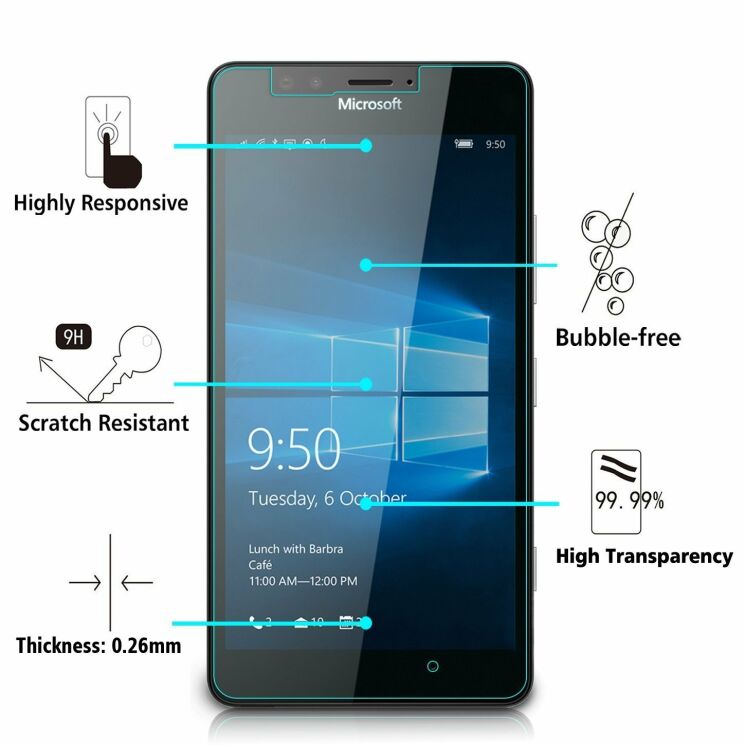 Защитное стекло Deexe Tempered Glass для Microsoft Lumia 950: фото 2 из 3