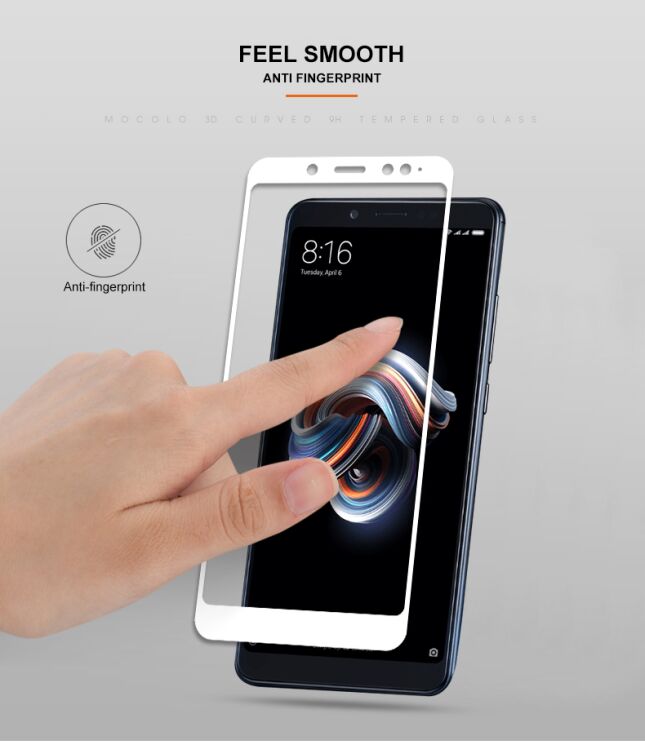 Защитное стекло MOCOLO 3D Silk Print для Xiaomi Redmi Note 5 / Note 5 Pro - White: фото 8 из 10