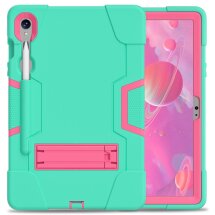 Защитный чехол Deexe Color Kickstand для Samsung Galaxy Tab S9 / S9 FE (X710/716/510) - Mint Green / Rose Red: фото 1 из 12