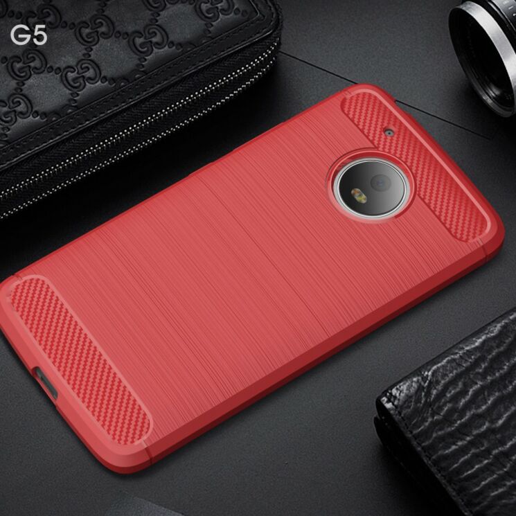 Захисний чохол UniCase Carbon для Motorola Moto G5 - Red: фото 2 з 10