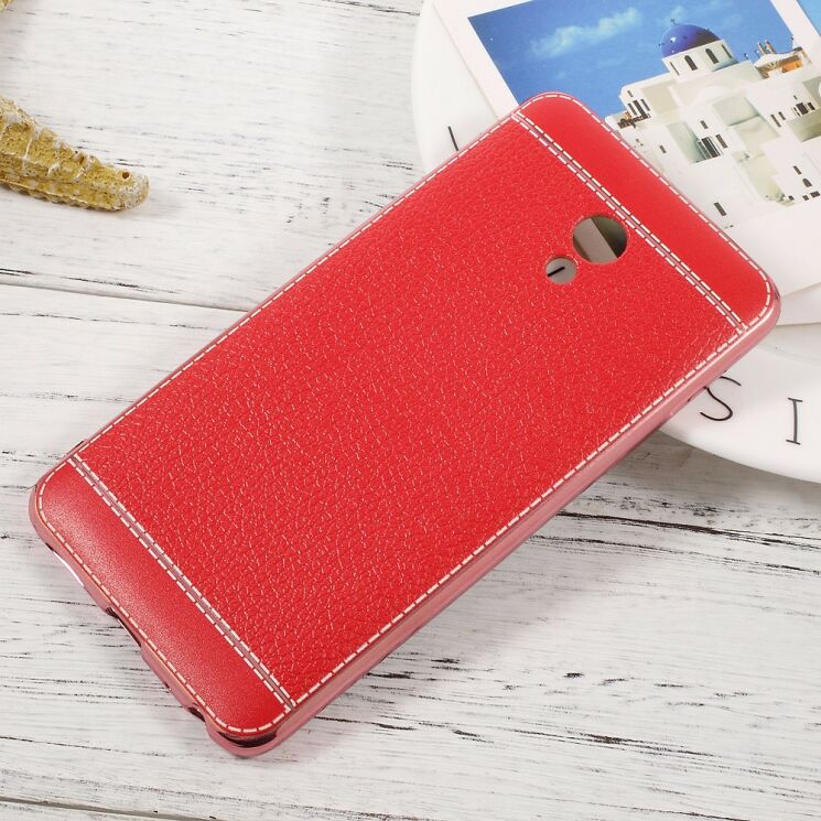 Силиконовый (TPU) чехол Deexe Leather Skin для Meizu M5 Note - Red: фото 1 из 3