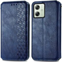 Чехол Deexe Rhombus Wallet для Motorola Moto G54 / G54 Power - Blue: фото 1 из 7