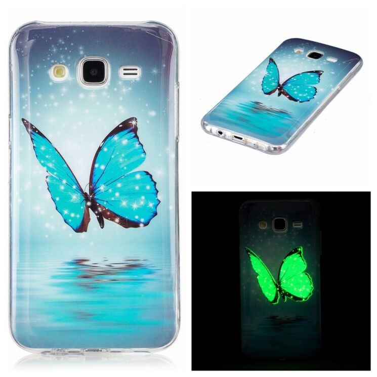 Силиконовый (TPU) чехол Deexe LumiCase для Samsung Galaxy J5 (J500) - Blue Butterfly: фото 1 из 6