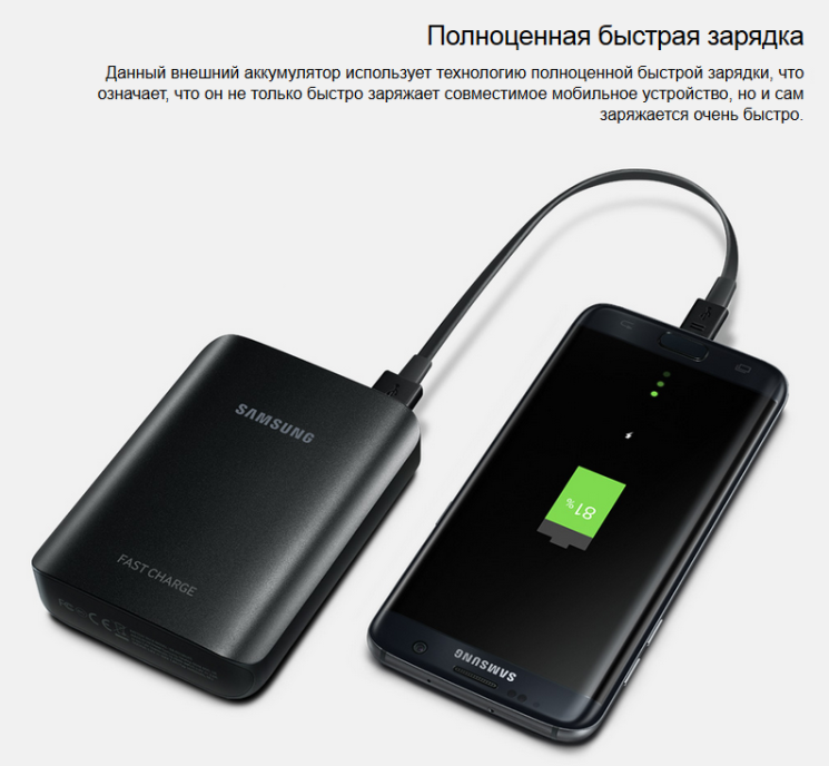 Внешний аккумулятор Samsung Fast Charging 5100 mAh EB-PG930BBRGRU - Black: фото 6 из 8