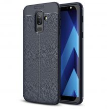 Защитный чехол Deexe Leather Cover для Samsung Galaxy A6+ 2018 (A605) - Dark Blue: фото 1 из 8