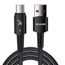 Кабель ESSAGER Sunset USB to Type-C (7A, 100W, 0.5m) EXC7A-CGB01-P - Black: фото 1 з 16