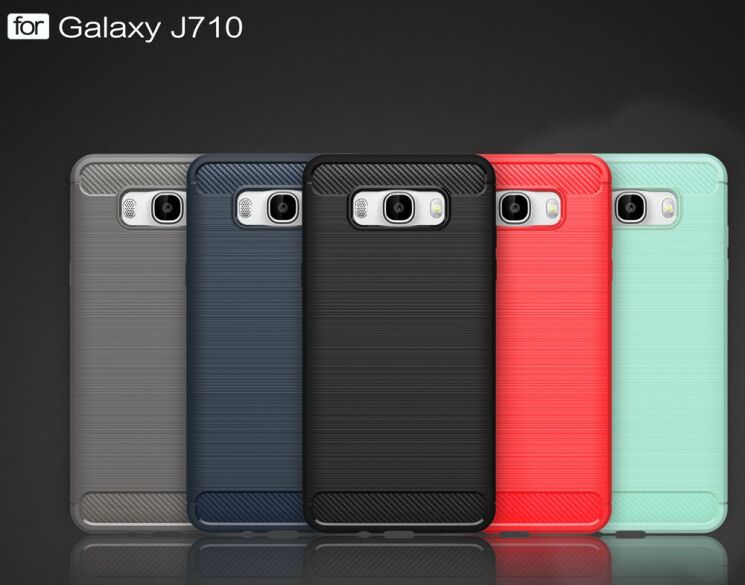 Силиконовый чехол UniCase Carbon для Samsung Galaxy J7 2016 (J710) - Red: фото 2 из 6