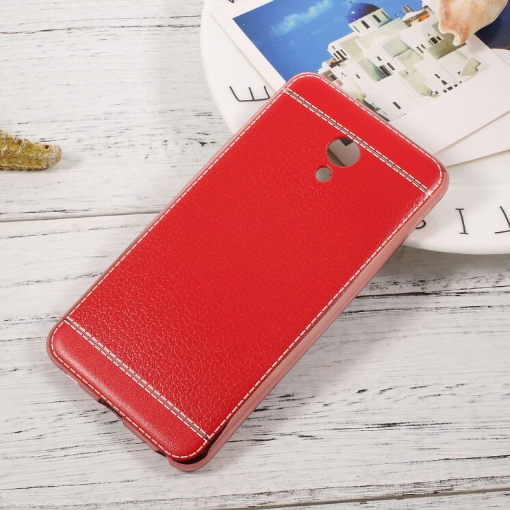 Силиконовый (TPU) чехол Deexe Leather Skin для Meizu M5 - Red: фото 1 из 3